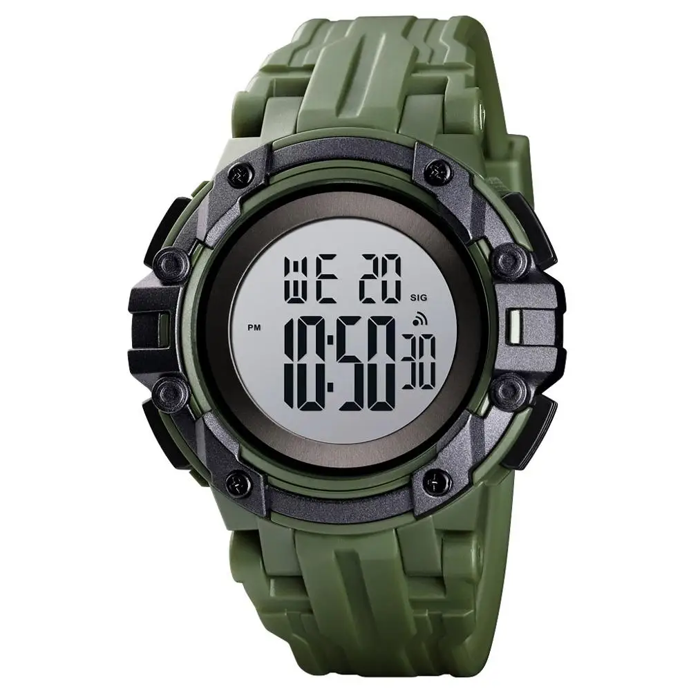 Army Green SKMEI мужские спортивные часы светодиодный электронные цифровые наручные часы водонепроницаемые военные часы мужские Relogio masculino - Цвет: Army Green