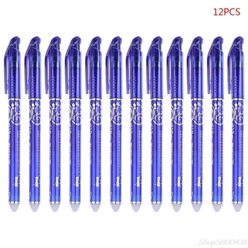 

12 pcs Luxury Erasable 0.5mm Gel Pen Blue ink Slim Ballpoint Office Student Writing Tool Stationery Supply O01 20 Dropshipping