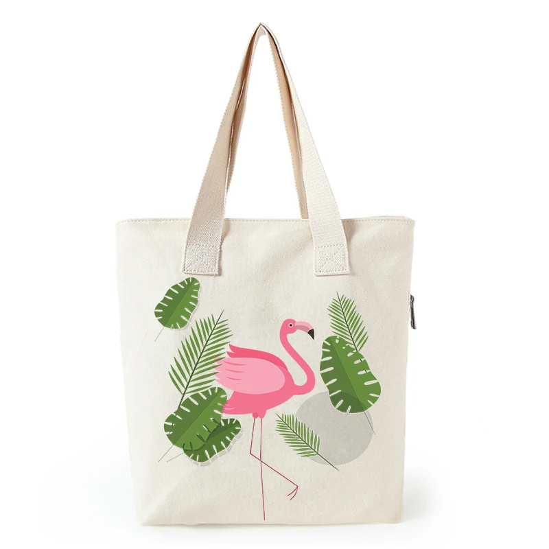 cotton canvas bag 08 Оригинальная Холщовая Сумка-тоут с принтом фламинго для женщин, индивидуальные Эко сумки для девочек, изготовленные на заказ, складные многоразовые сумки для покупок с логотипом - Цвет: cotton canvas bag 08