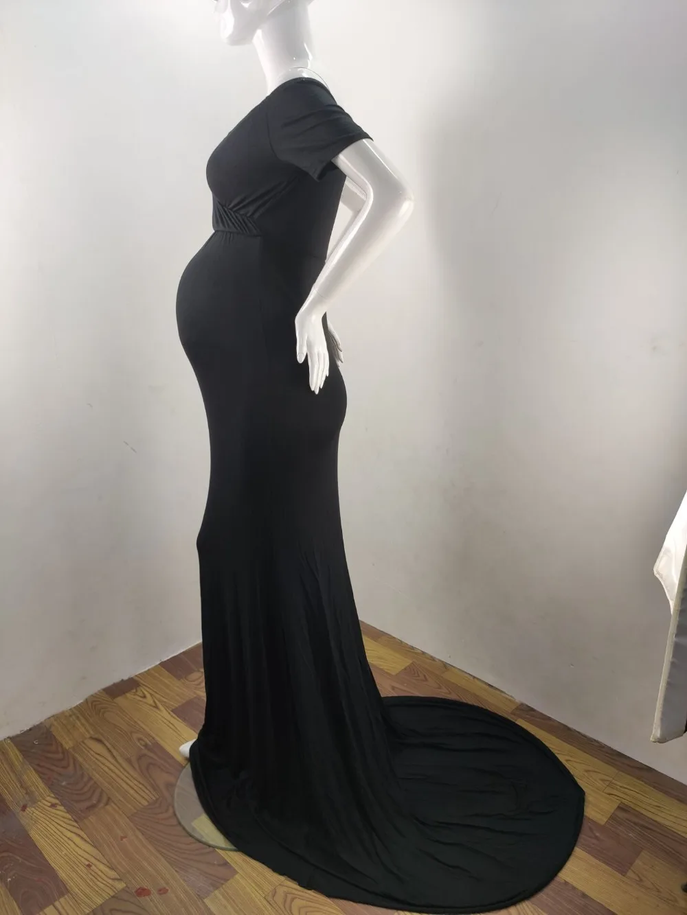 Elegence Shoulderless Maternity Shoot Dress Cute Pregnancy Photography Dress For Baby Shower Pregnant Women Maxi Gown Photo Prop (5)