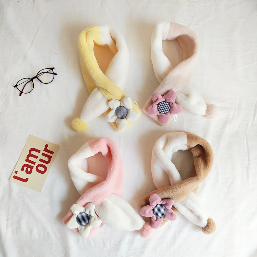 Шарф в подарок, удобный Зимний милый простой шарф в стиле пэчворк, унисекс, Модный цветочный шарф для улицы, Детский Теплый шарф высокого качества# P