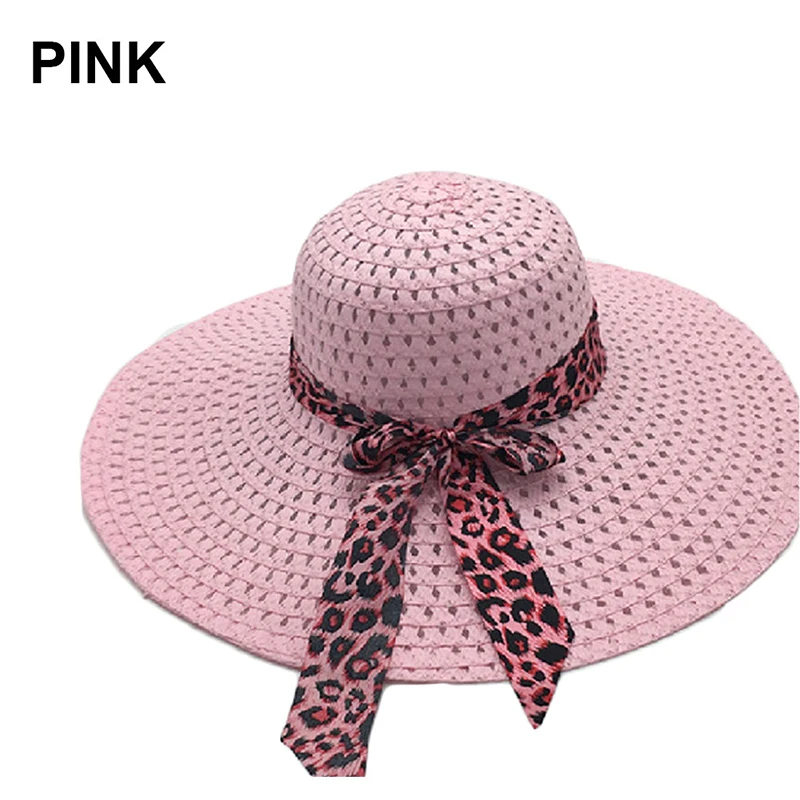 Розовый Hot Fashion Bohemia Sun Straw Hat Chapeu Women Summer Hats Fashion Beach Hat Lady Derby Cap Wide Brim Floppy Fold Summer - Цвет: Розовый