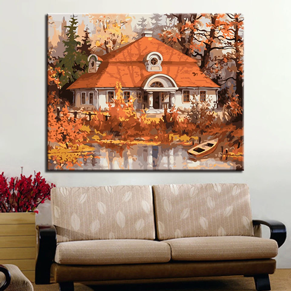 

Autumn senery DIY Painting By Numbers Kits Calligraphy Painting Acrylic Paint By Number For Home Decoration A work of art