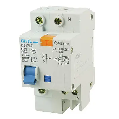 DZ47LE AC 220V 1P+ N защита от перегрузки ELCB замыкание утечки