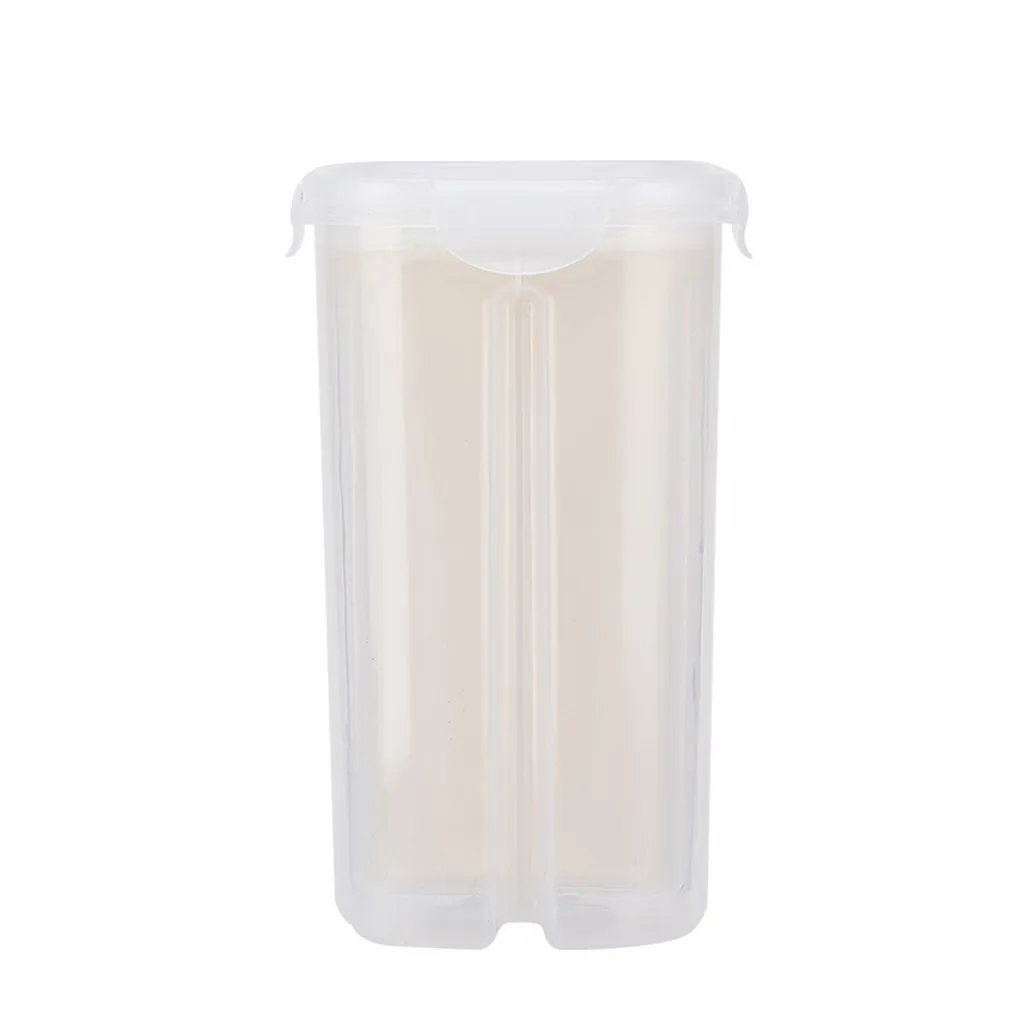 Rice Beans Jar With Seal Cover 4 Lattices Refrigerator Food Preservation Container Plastic Kitchen Storage Box#25