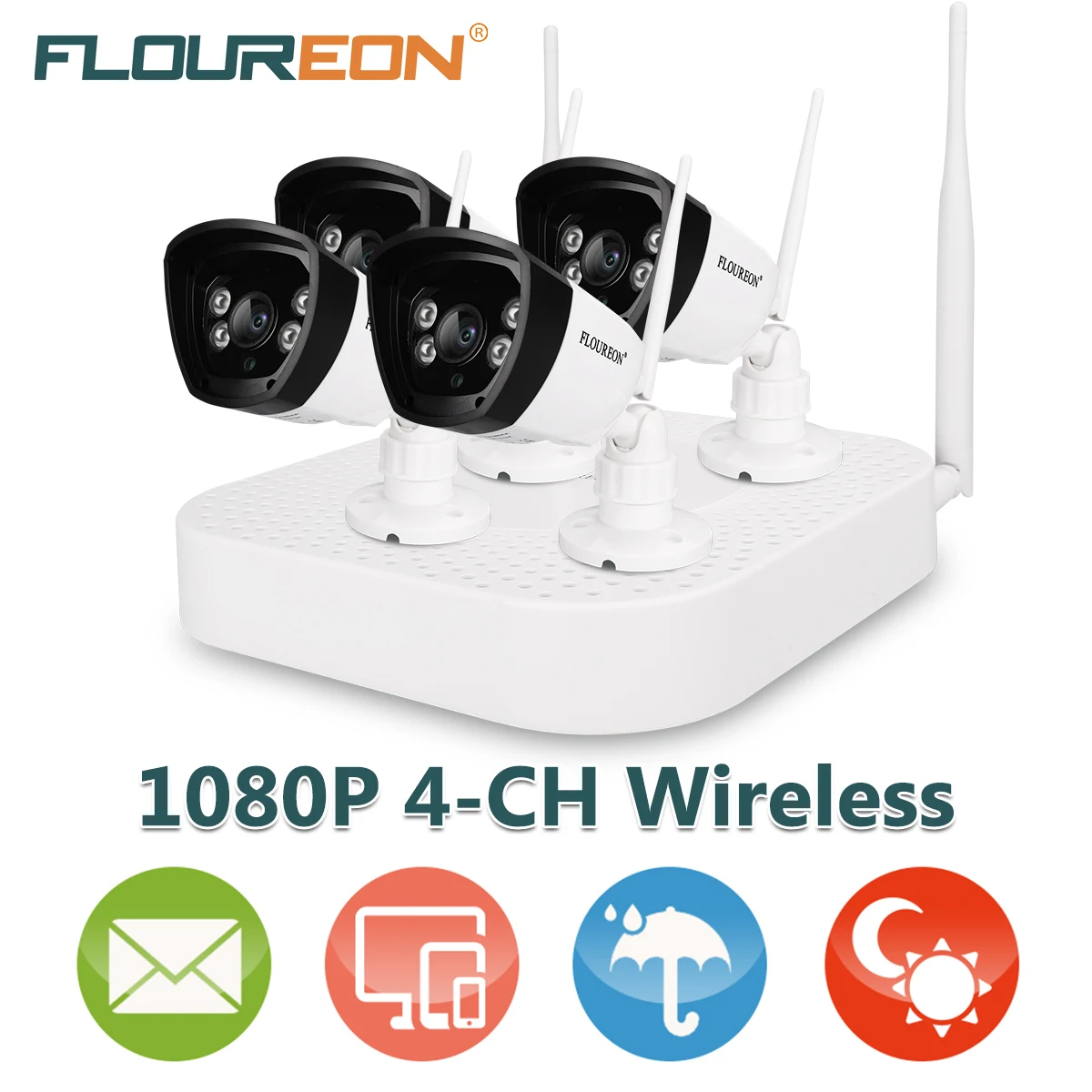Floureon 4CH беспроводной CCTV 1080P DVR комплект открытый wi-fi/WLAN 720P 1.0MP IP камера безопасный видеорегистратор система NVR EU