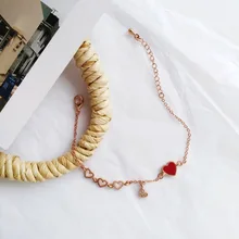 Японский Корейский Забавный креативный красный браслет любовь милая девушка темперамент металлическая текстура пара ювелирных изделий Модные женские аксессуары