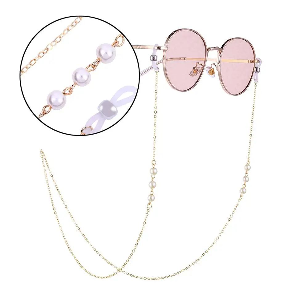

Yfashion Pearl Decoration Eyeglasses Chain Fashion Lady Sweet Style Antiskid Necklace Gold Glasses Chain for Women Femme