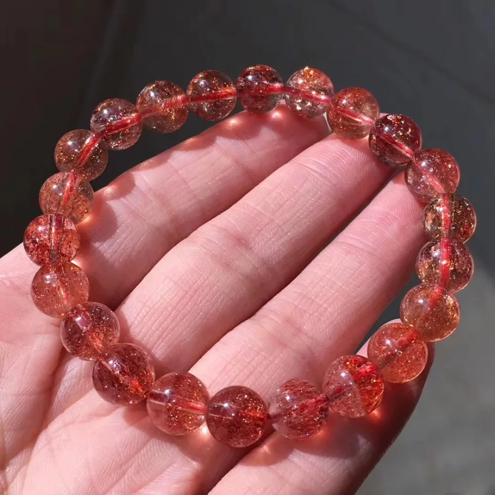 Топ натуральный красный Lepidocrocite КВАРЦ СУПЕР семь 7 мелодий камень браслет 8,5 мм Кристалл Круглые бусины для женщин сертификат AAAAA