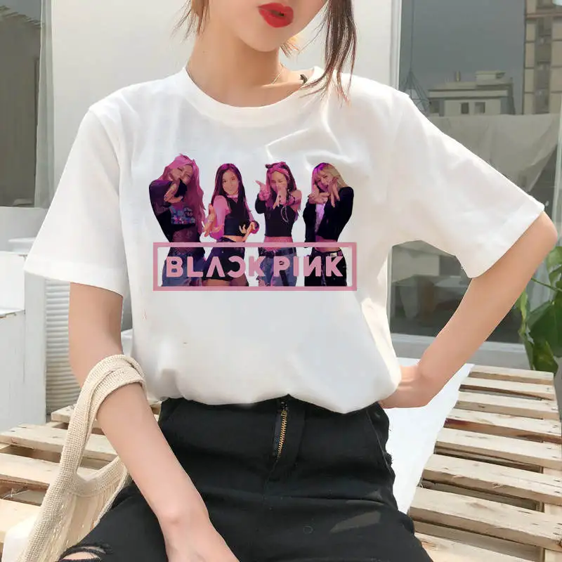 Blackpink Kill This Love Футболка женская Лиза Роза JISOO Дженни Harajuku 90s мультфильм футболка мода Ullzang Топ тройник женский - Цвет: 904