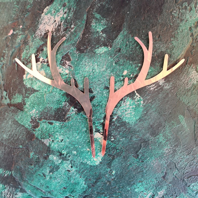 2Pcs/set Merry Christmas Cake Toppers Gold Silver Deer Elk Antlers Cake Topper for new year Party Handmade Cake Gift Decoration