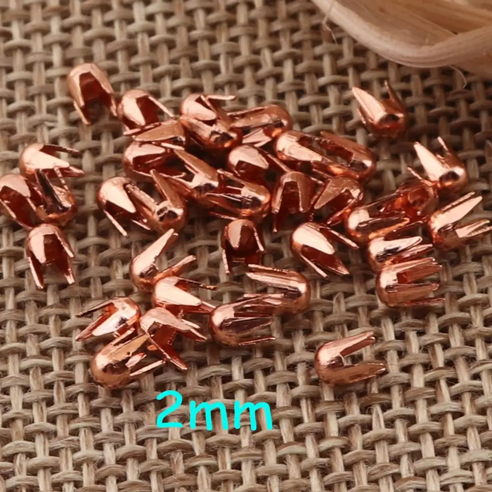 300 Pcs Nailhead 2mm Rose Gold Rivet, Round Studs Fastener Brads Snaps