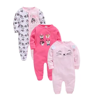

3 PCS Baby Girl Clothing Sets Winter Baby Girl Rompers Pajamas Floral Cotton Newborn Bebe Fille Rompers bebe menina 0-12meses