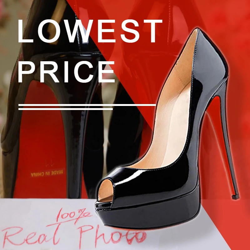 red bottom open toe shoes