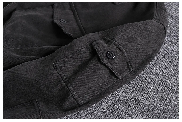 New American overalls, large pockets, thick cotton men's Long Sleeve Shirt blouse plus size high quality outerwear on sale