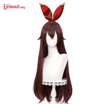 

L-email wig Genshin Impact Amber Cosplay Wigs Game Cosplay Long Brown Straight Wig with Bangs Heat Resistant Synthetic Hair