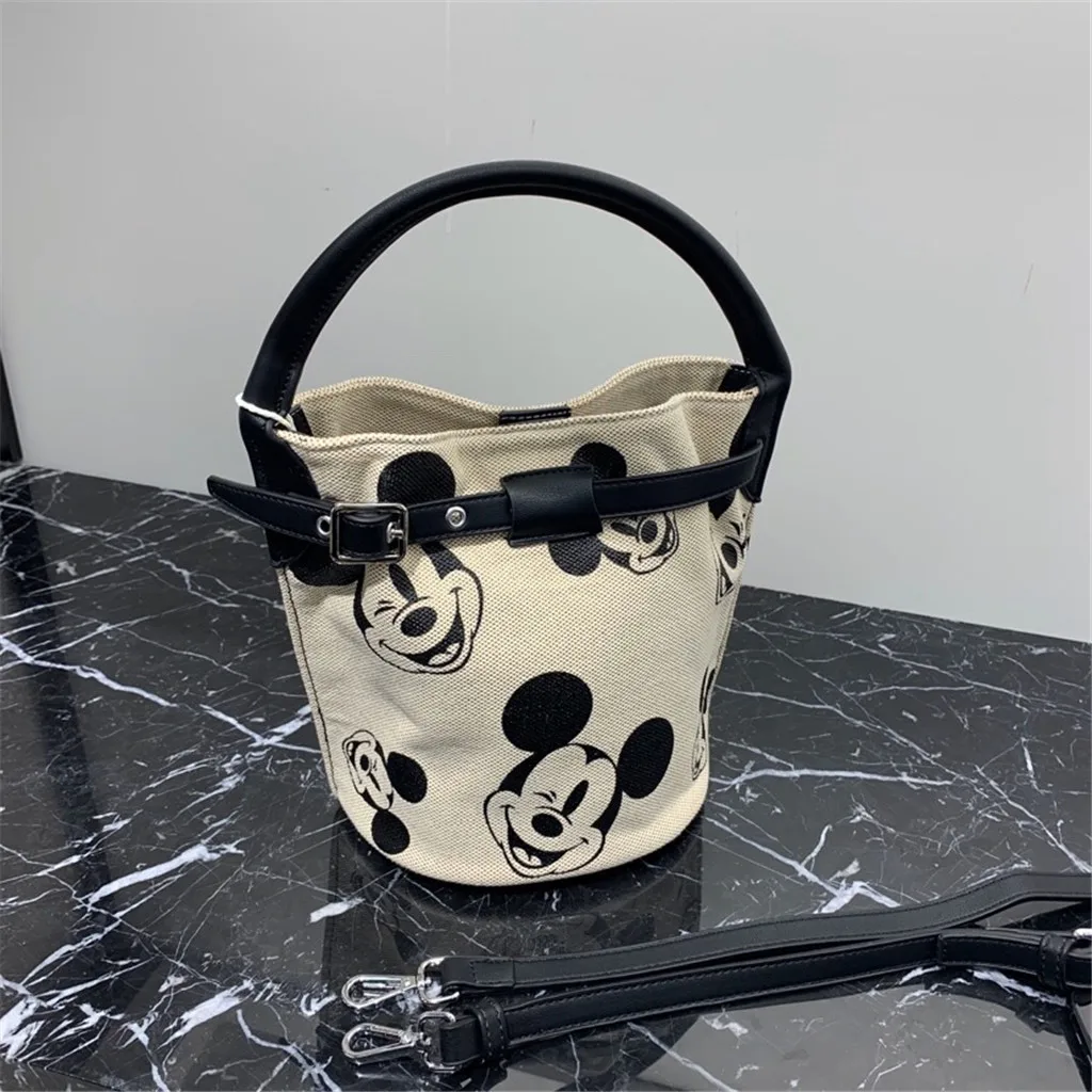 

High Quality Fabric Ladies Bucket Bag 2020 New Drawstring Handbag Black and White Fashion Ladies Hand Bags Shoulder Bag