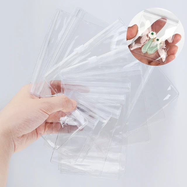 50pcs/lot PVC Zipper Bag Clear Soft Plastic Bag Sealed Anti