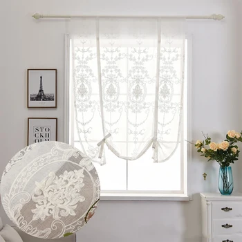 

Luxury Tulle Sheer Roman Curtains Valance Curtains Window Treatment Living Room Embroidered Kitchen Short Curtains Lace