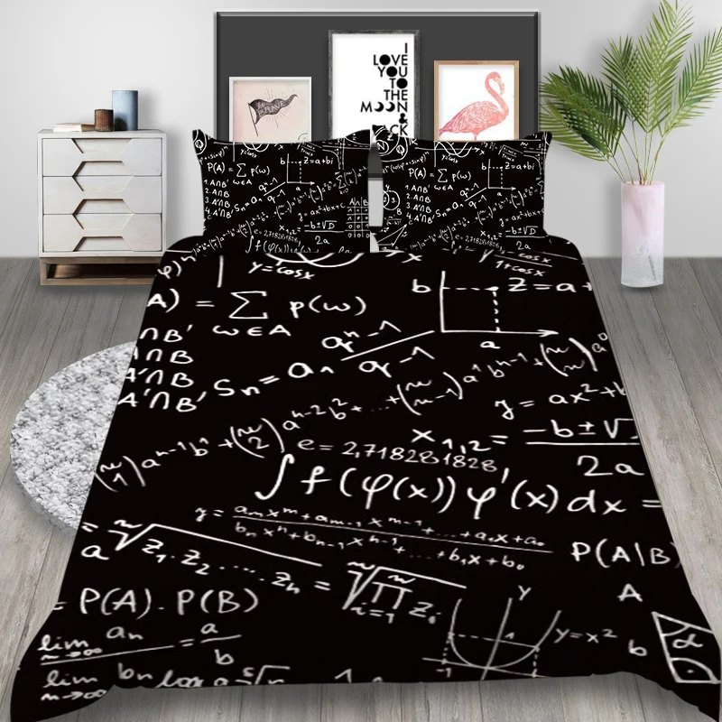 Pink Bedding Set Thumпостельные принадлежности формула Комплект постельного белья математический креативный King size Пододеяльник черный мягкий queen Твин Полный одиночный двуспальный комплект постельного белья - Цвет: Pink Bedding Set