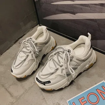 

New Sneakers Women Breathable Mesh Shoes Female Fashion Sneaker Lace Up High Women Vulcanize Shoe Platform I6-23