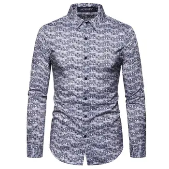 

Fashion Polka Dot Printed Shirt Men 2020 Brand Slim Fit Long Sleeve Dress Shirt Mens Party Business Casual Wedding Tuxedo Shirts