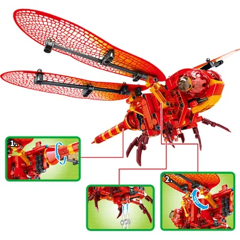 

330Pcs Simulated insect DIY Red yellow Bee Wasp Dragonfly Building Blocks Technic Bricks kids Educational Toys for Children
