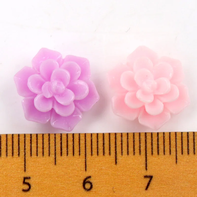 12mm 50PCS Fashion Candy Flower Flatback Resin Cabochons Scrapbook Craft DIY Phone Headwear Party Decorations Accessories