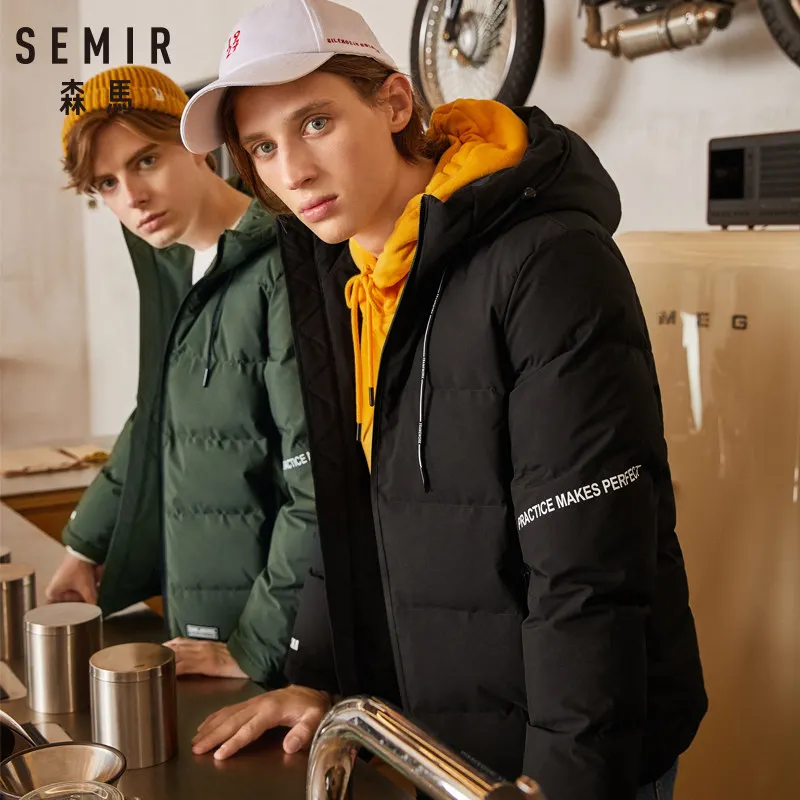Бренд SEMIR толстый Повседневный модный пуховик для мужчин черный зеленый красный