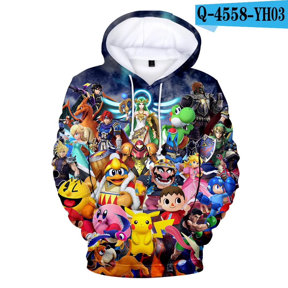 COLOR 12 От 3 до 20 лет; Новинка года; толстовка с капюшоном для мальчиков; Super Smash Bros. Худи с объемным рисунком; детские толстовки с капюшоном; Повседневная рубашка для девочек; детское флисовое пальто; джемперы - Цвет: COLOR 12