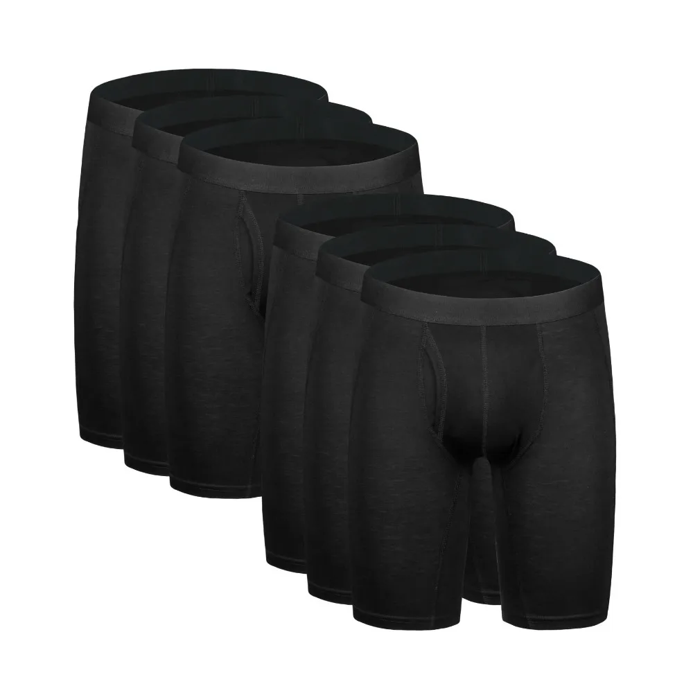 6Pcs K0322 Black 6 шт./партия,, модные, сексуальные, брендовые, хлопковые мужские, большие размеры, длинные трусы-боксеры нижнее белье, удобные, усиленные трусы - Цвет: 6Pcs K0322 Black