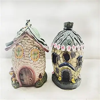

Resin art house decorated hand-painted pet nest garden bird house set of two