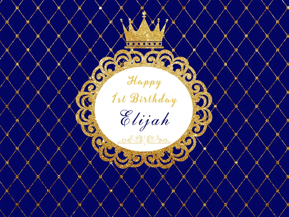2020 Custom Royal Blue Boy Birthday Party Backdrop Little Prince