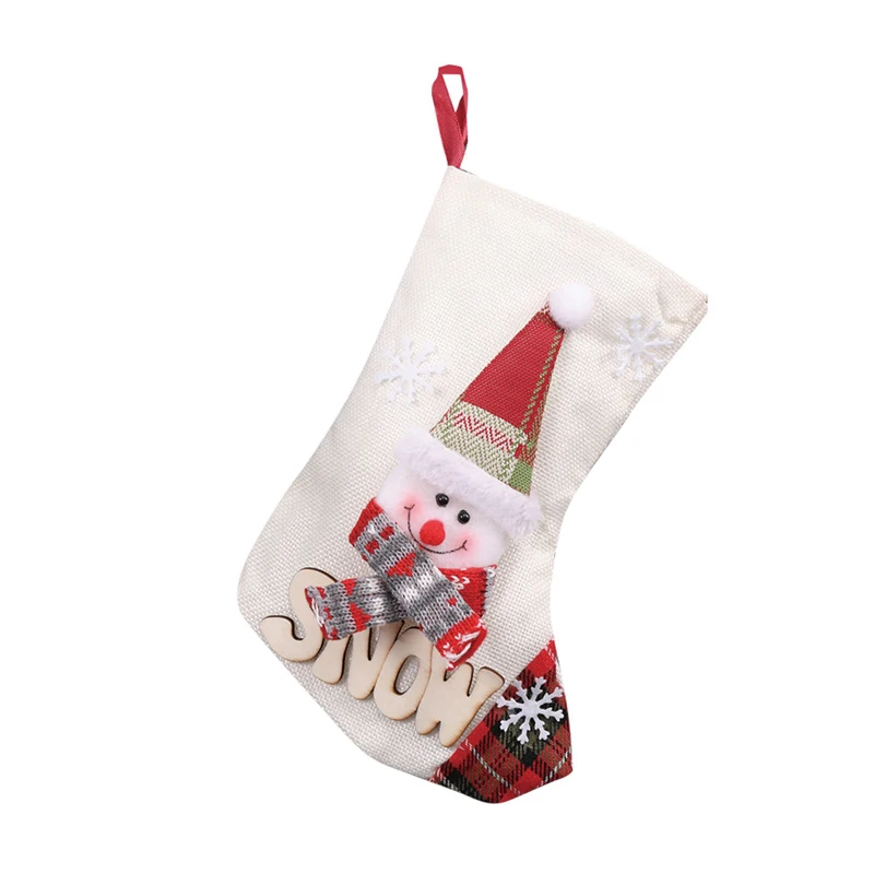 snowman Large Christmas stockings Santa Elk Candy Gift Bag Christmas lovely gift bag for children Christmas fireplace tree decoration - Цвет: snowman