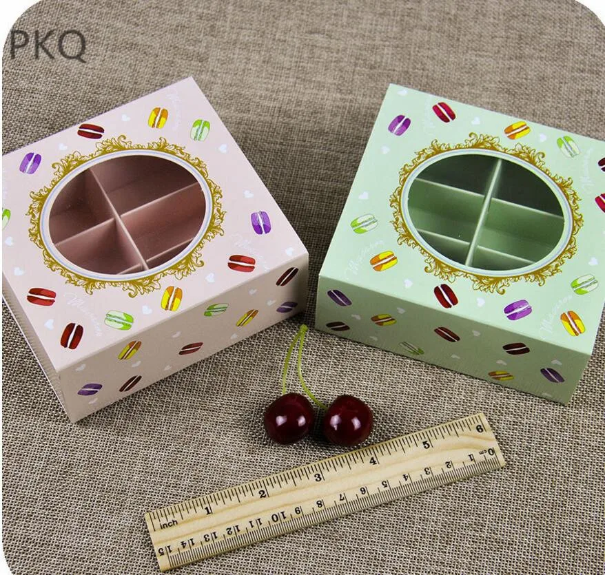 

10pcs 6 Cup Cake Food Packaging Candy Cookies Cupcake Box Macaroon Paper Gift Box with Window Wedding Party Favor Paper Box