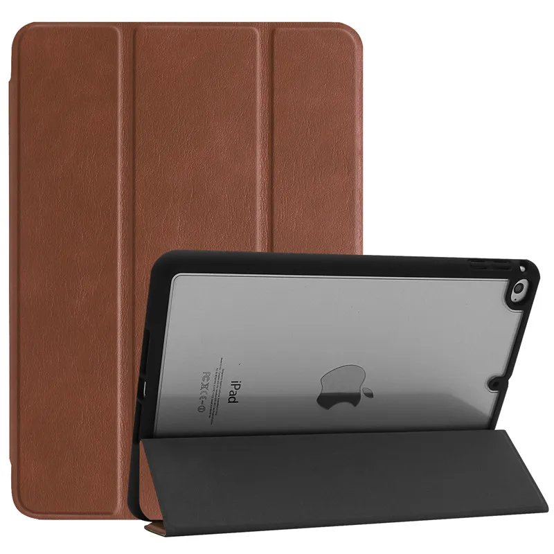 brown Кожаный чехол для нового iPad Mini 5 mini 4 7,9 Чехол W Карандаш держатель прозрачная задняя кожаная крышка для iPad mini 5 чехол - Цвет: brown