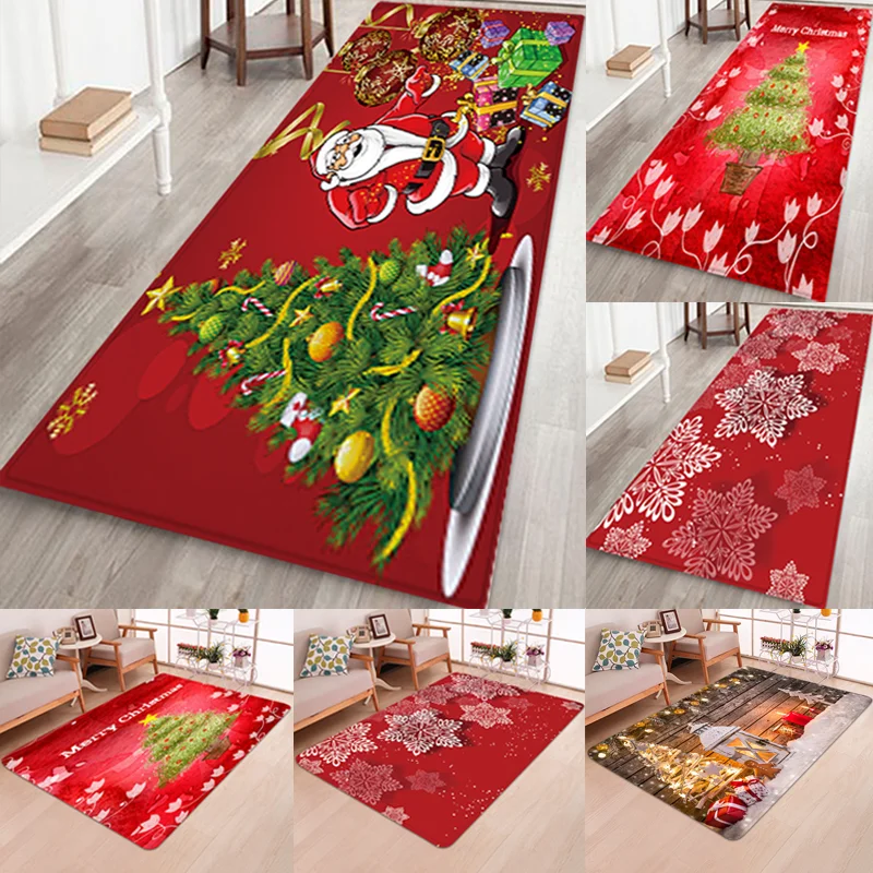 3D Рождественский Санта Клаус Противоскользящий кухня столовая комната камин напольный коврик фланелевый ковер прочный Рождественский домашний декор напольный ковер