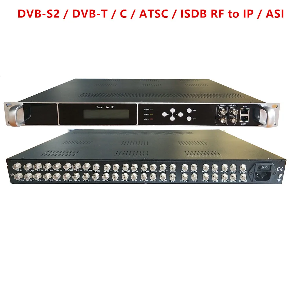 24 channel tuner to IP ASI DVB-S2 DVB-T DVB-C ATSC ISDBT RF to IP hotel IPTV catv TV system tuner receiver gateway