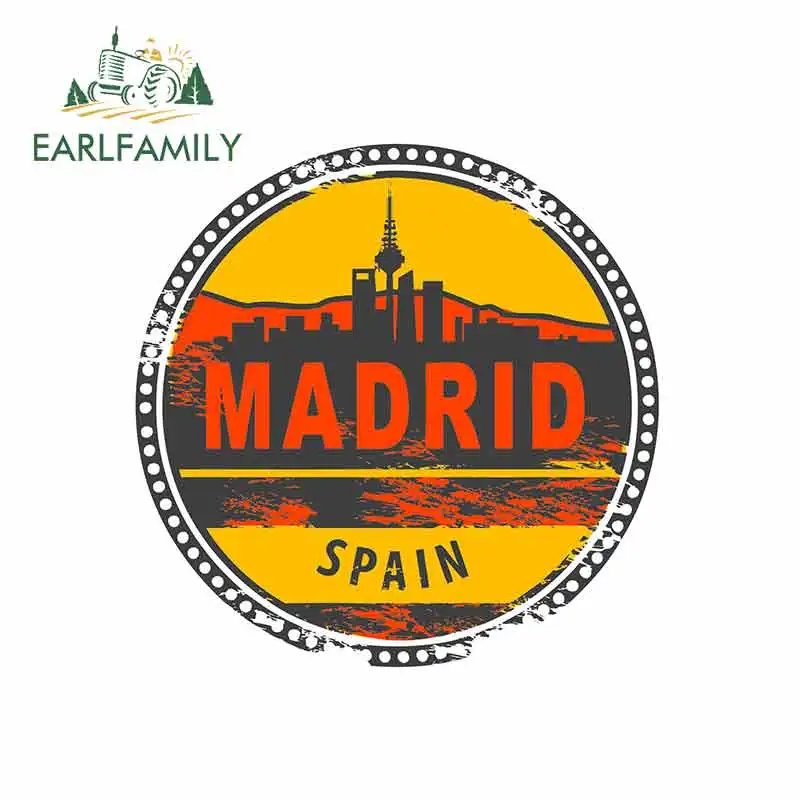 

EARLFAMILY 13cm x 13cm for Madrid Spain Funny Car Stickers Vinyl Sunscreen RV VAN Fine Decal JDM Car Accessories Logo Cartoon