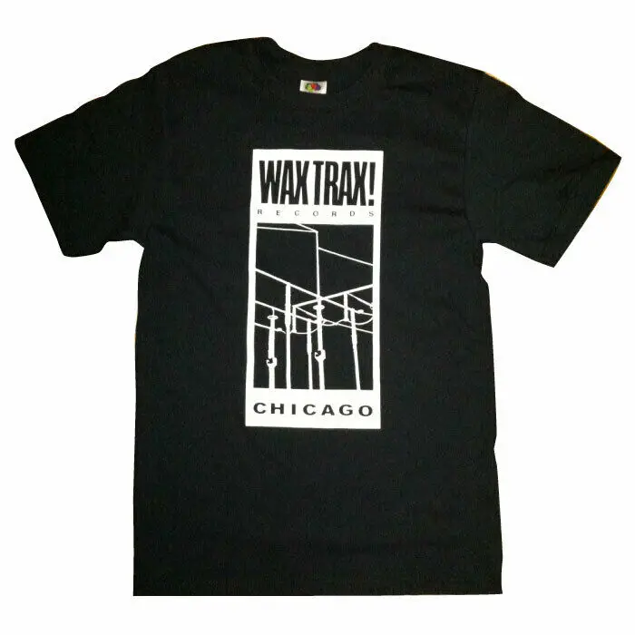 WAX TRAX! WIRE LOGO SHIRT-WHITE Industrial Front 242 FLA Ministry TKK KMFDM | Мужская одежда