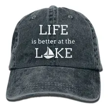 Мужская и женская ВИНТАЖНАЯ ДЖИНСОВАЯ Бейсболка 1-1 Life is Better at The Lake