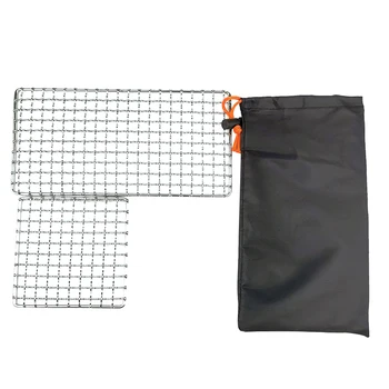 

2pcs Picnic Cooking Tools Heat Resistant BBQ Stainless Steel Pot Rack Hiking Easy Carry Grill Mesh Outdoor Camping Non Slip