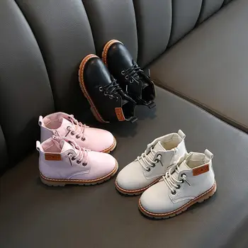 

Autumn Fashion Kids Boots For Girls PU Leather Children Rain Martin Boots Winter Casual Teenager Shoes Short Martin Boots