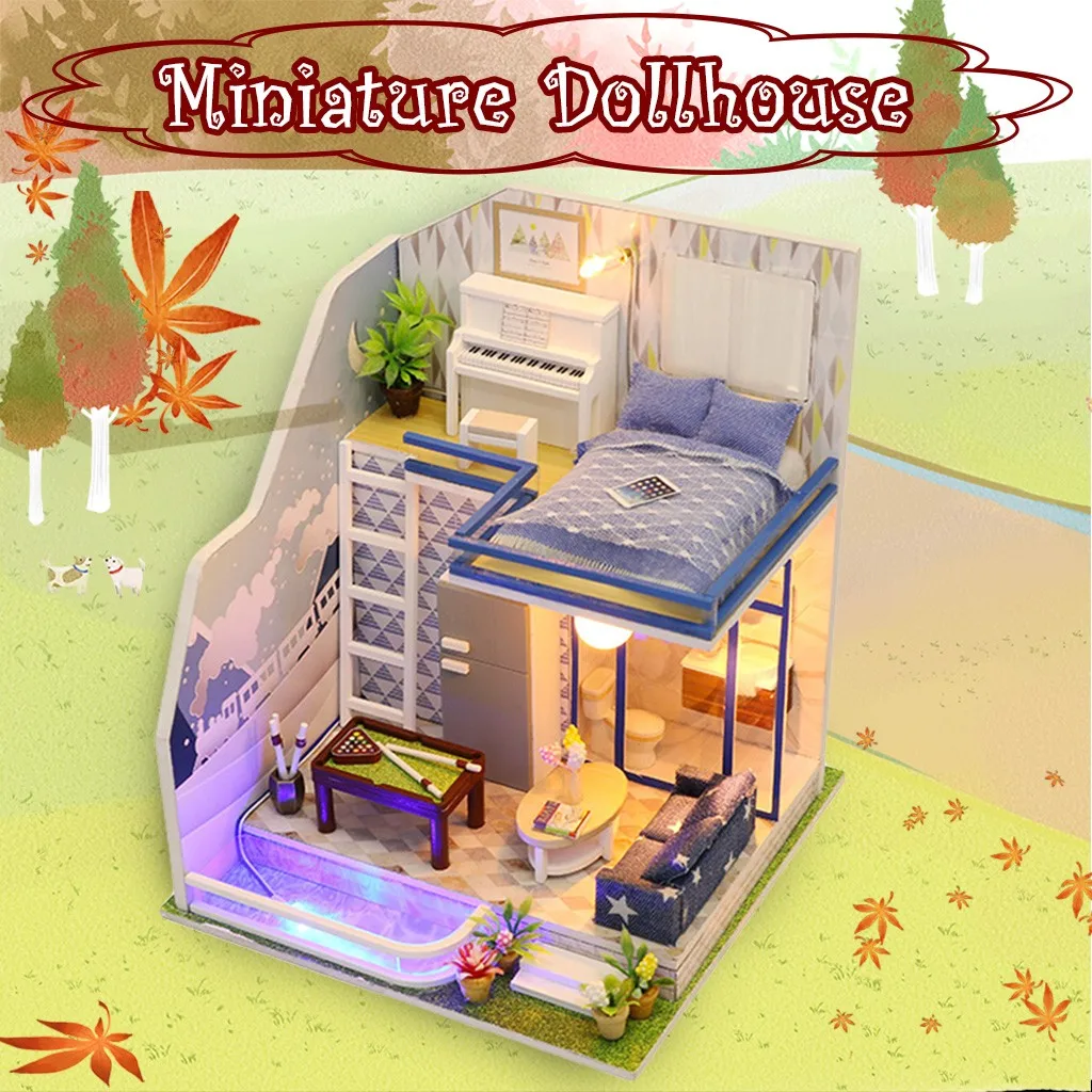 Миниатюрный Кукольный домик-головоломка rhapsody Кукольный дом 3D DIY миниатюрный деревянный пазл мебель украшение игрушка детский подарок на день рождения