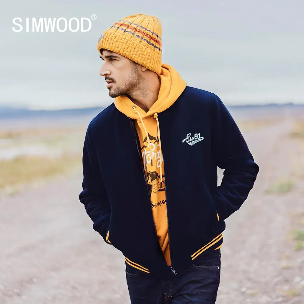 SIMWOOD/мужская куртка-бомбер с вышитыми буквами, модная бейсбольная куртка контрастного цвета, уличная одежда размера плюс, пальто SI980767
