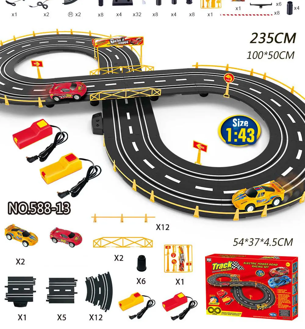Электрический рельсовый автомобиль 1:43 ускорение спортивный трек игрушка гоночный кольцевой сборочный рельсовый трек с дистанционным управлением гоночный трек детские игрушки