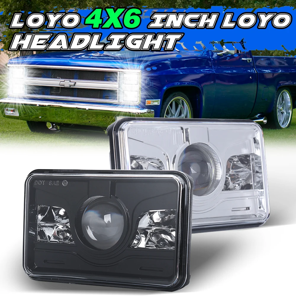 

4x6 Square LED Headlight 45W High/Low beam LED Headlamp For Jeep Wrangler Ford ATVs, SUV, Truck, Fork Lift Peterbil Kenworth
