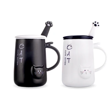 

Creative Mug Cup Ceramic with Lids for Kids Cute Pink Personality Reusable Tumbler Have A Nice Day Coffee Mug Children GG50mk