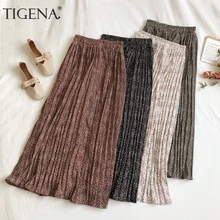 Женская плиссированная юбка макси TIGENA, трапециевидная длинная юбка c цветочным принтом для женщин