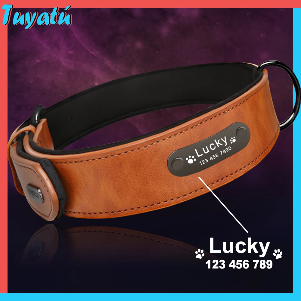 Large Small Dog Collar Luxury Designer Leather for Big Dogs Collar - Main Image